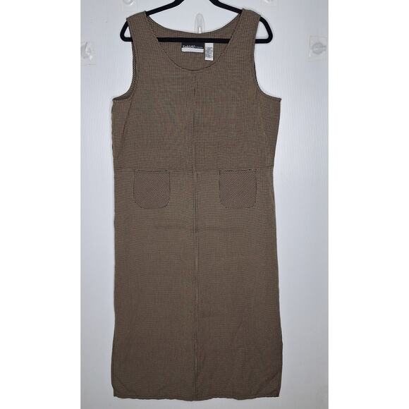 Vintage 90s Gingham Jumper Maxi Dress Large Plaid Academia Cottage Forest Fall - Picture 11 of 11